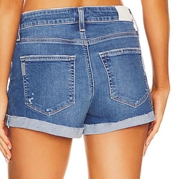 Paige NWT Jimmy Jimmy High Waist Cuff Denim Shorts in Emilia Size 24 - Picture 2 of 10